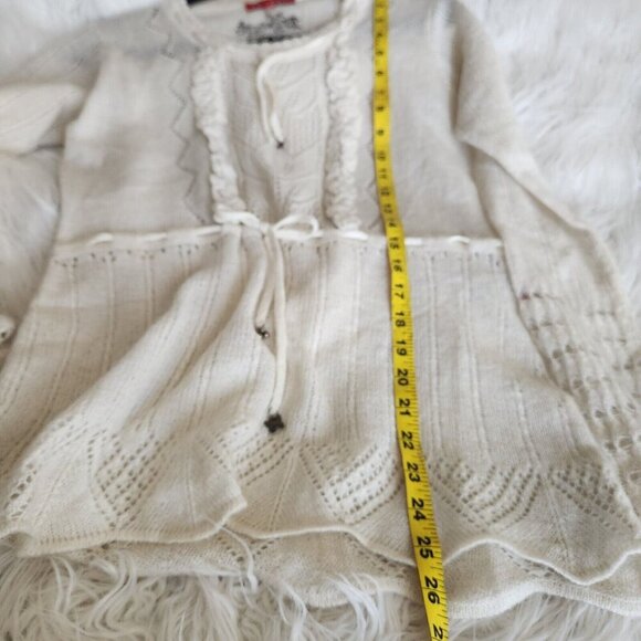 10 Feet Amsterdam Sweater Womens M Lace Knit Mohair Polymide Cream‎ Boho Sheer - Picture 11 of 16